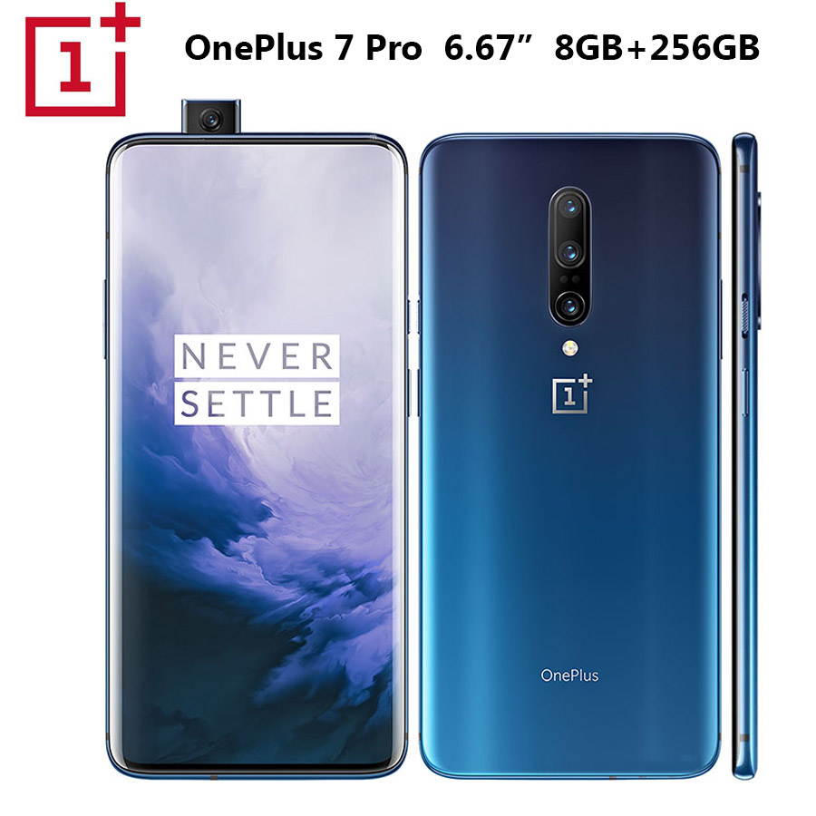 Oneplus 7 Pro 256GB, 8GB, Dual Sim, 6.67 inch 3120x1440P, 48MP Main Lens Triple Camera, Octa Core 2.84GHz.Android 9.0 Snapdragon 855 4000mAh NFC Original Global Version Factory Unlocked