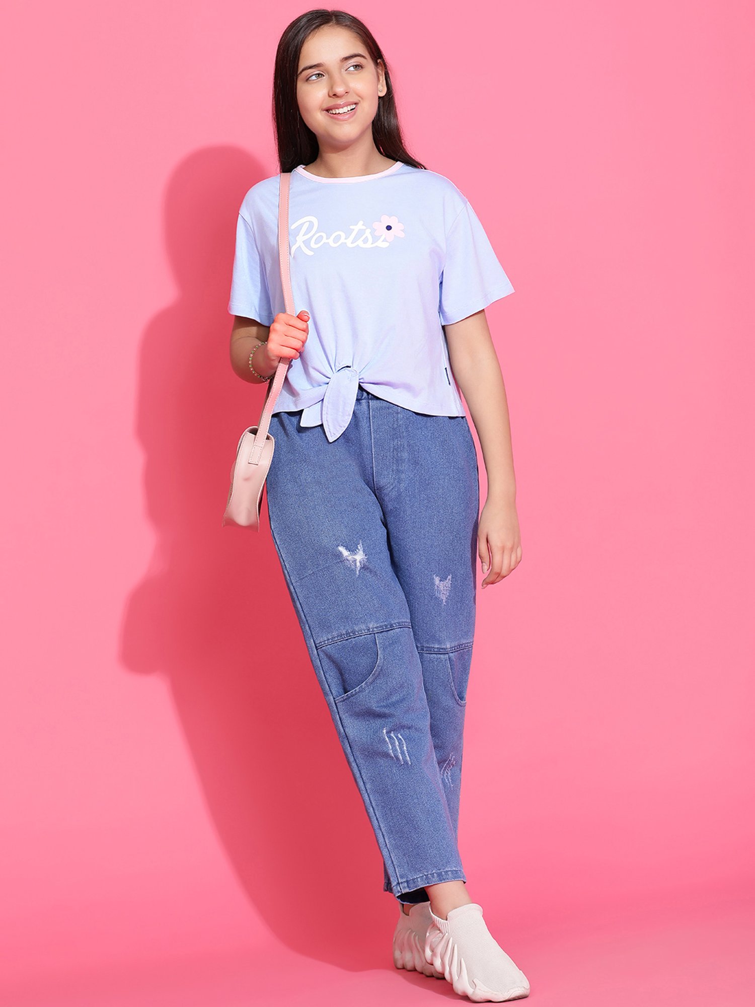 Lil Tomatoes Kids Blue Printed Crop Top