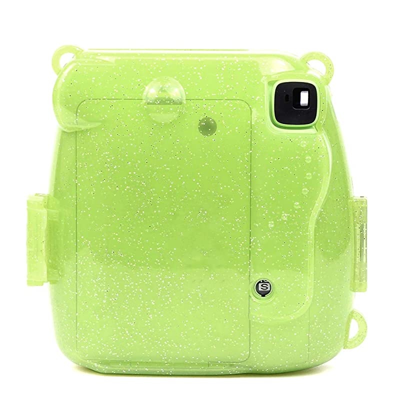 Clear Camera Case w Adjustable Rainbow Shoulder Strap Compatible with Fugifilm Instax Mini 8Mini 8+Mini 9 Instant Camera Green