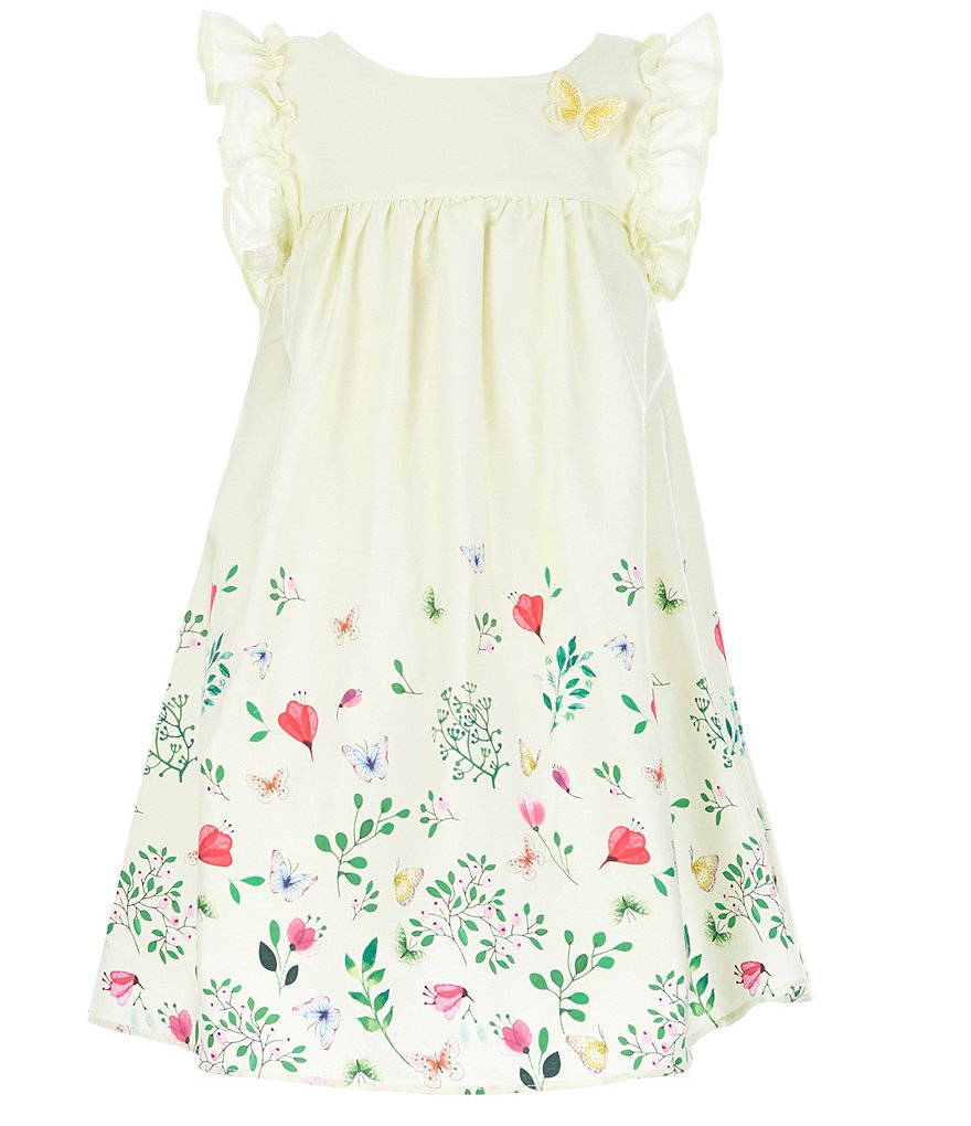 Pippa & Julie Little Girls 2T-6X Floral/Clip-Dot Tiered Fit-And-Flare Dress
