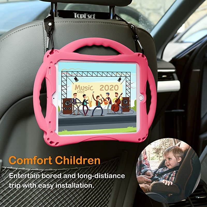 Kids Case for New iPad 20172018 97 inch Case Shockproof Silicone Handle Stand Case CoverTempered Glass Screen Protector For Apple iPad 6th5th Generation and iPad AirPink