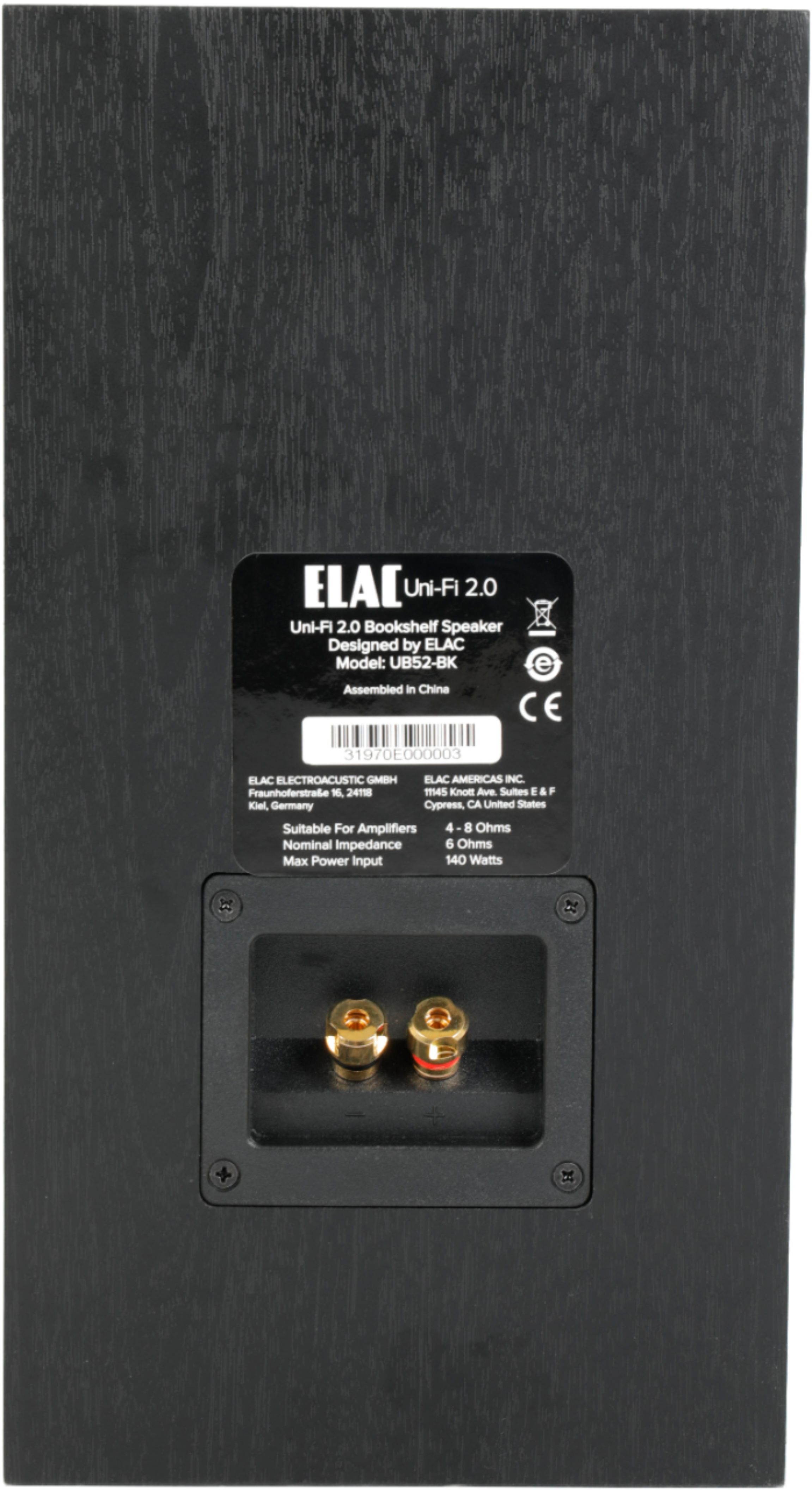 ELAC - Uni-Fi 2.0 Bookshelf Speakers (Pair) - Black (UB52-BK)