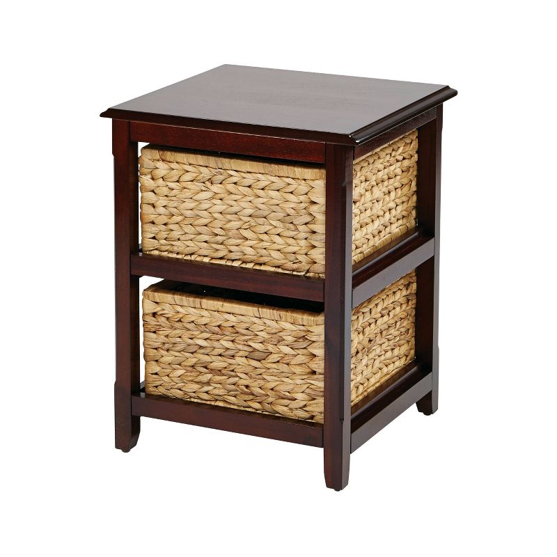 Seabrook TwoTier Storage Unit With Espresso and Natural Baskets - OSP Home Furnishings