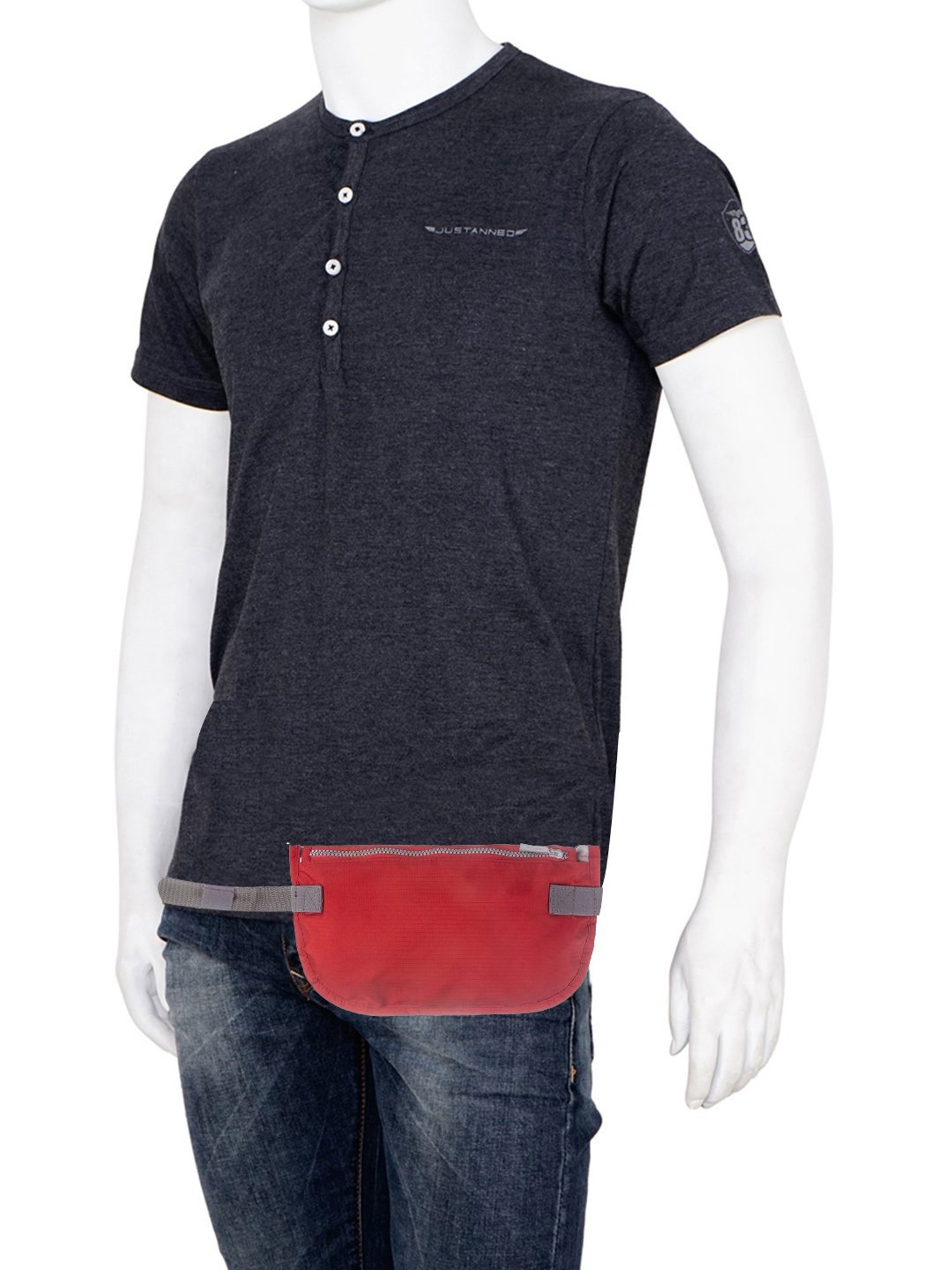 Harissons Red Textured Small Waist Bag
