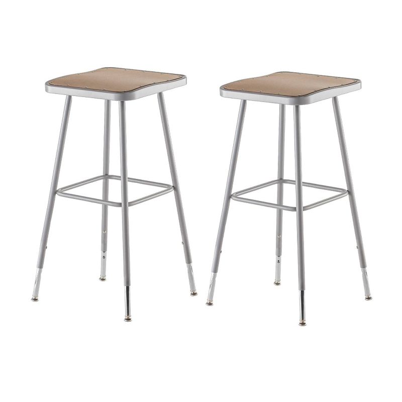2pk Adjustable Heavy Duty Square Steel Stool Gray - Hampton Collection