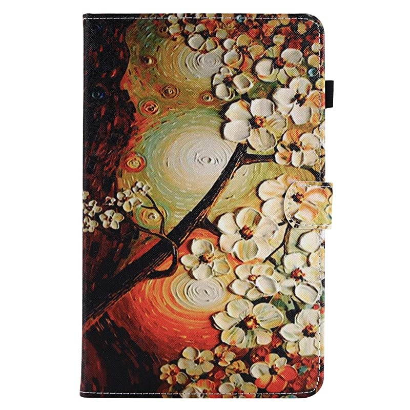 Flip Case for Kindle Fire 7 2015,  Magnetic Leather Stand Protective Case with Card Slots for  Kindle Fire 7 (Only Fit Fire 7" Display 5th Generation 2015 Release) - Plum Flower