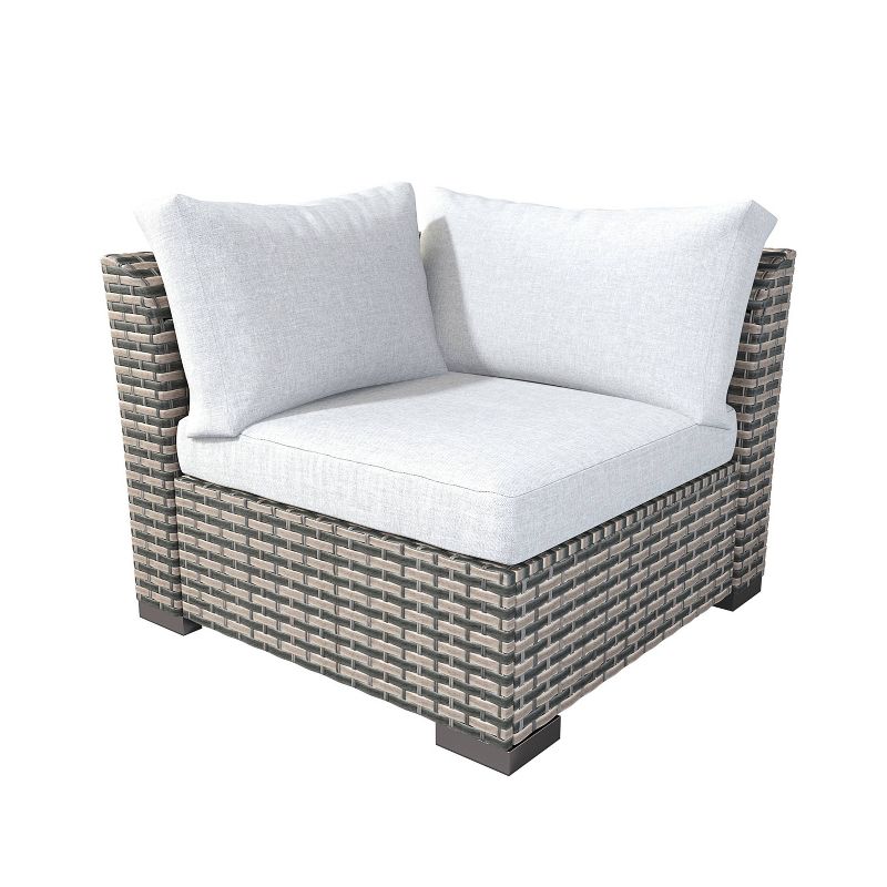 Nolin 7pc Sectional Weathered Brown Frame Sunbrella Spectrum Denim Fabric - La-Z-Boy