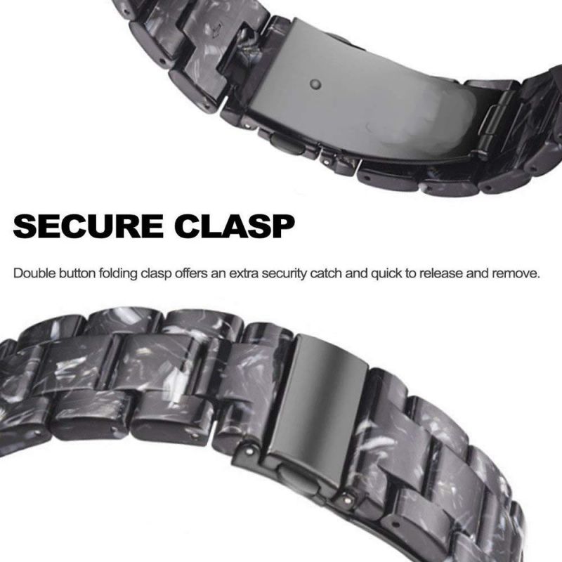 Omter Resin Band Compatible with Ticwatch Pro,Amazfit Stratos,Fossil Founder Gen 2 / Q Explorist Gen 3 / Q Explorist HR Gen 4, 22mm Women Men Fashion Bracelet Strap(Black)