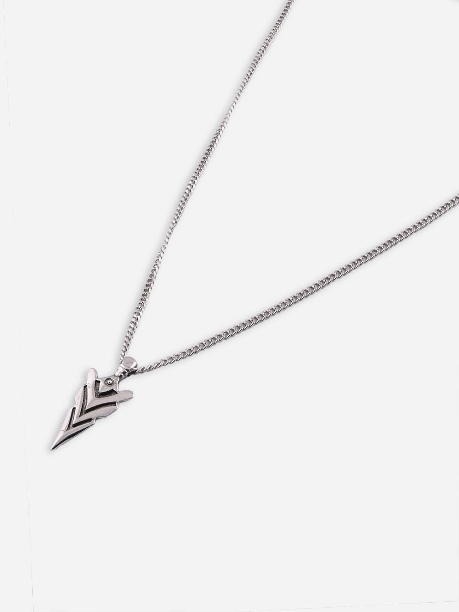 The Bro Code Silver-Plated Engraved Arrow Pendant Necklace for Men