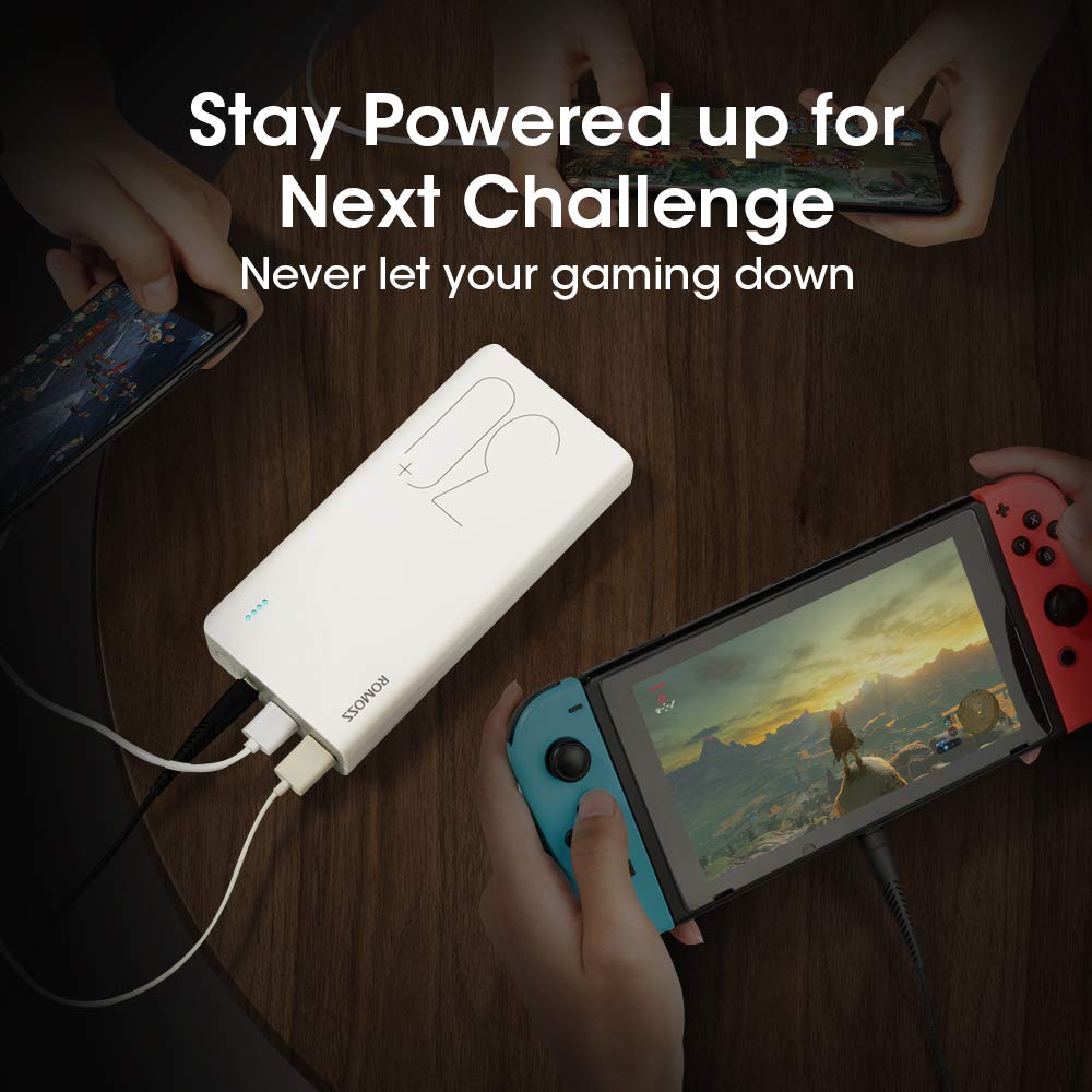 ROMOSS 30000mAh Type-C PD Portable Charger 3 Outputs and 3 Inputs Power Bank, 18W Fast Charge External Battery Packs Compatible with iPhone Xs Max, MacBook, iPad Pro, Samsung S8 (S9 is not)