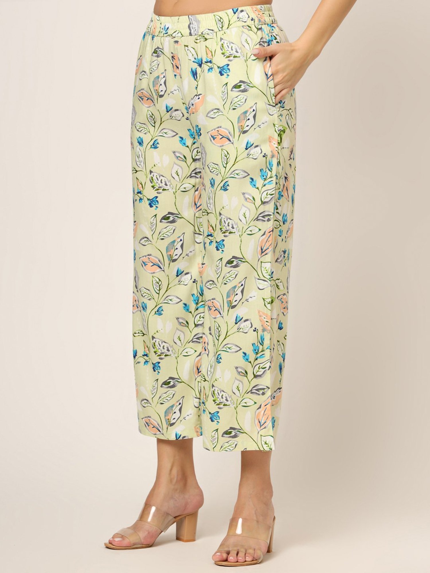 Divena Light Green Printed Kurta Pant Set