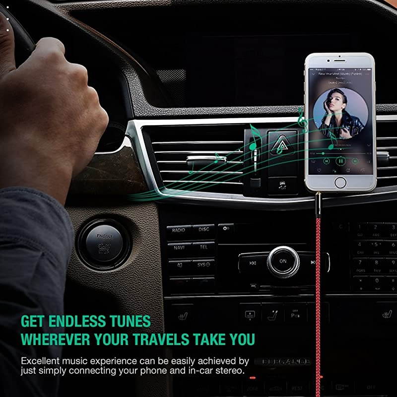 AUX Cable 2Pack8ftHiFi Sound Quality 35mm Auxiliary Audio Cable Nylon Braided AUX Cord for CarHome StereosSpeakeriPhone iPod iPadHeadphonesSony BeatsEcho Dot More