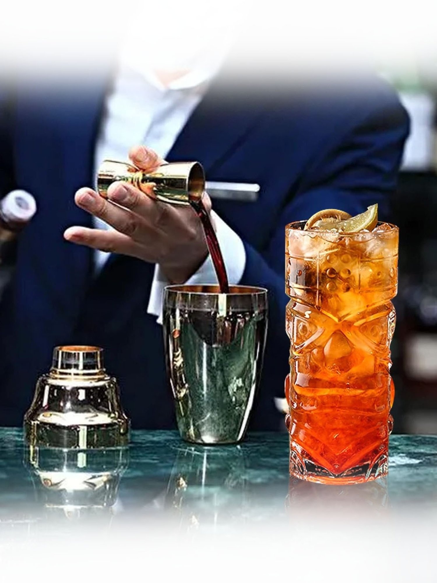 Melbify Tiki Hawaiian Style Transparent Cocktail Glasses 350ml - Set of 6