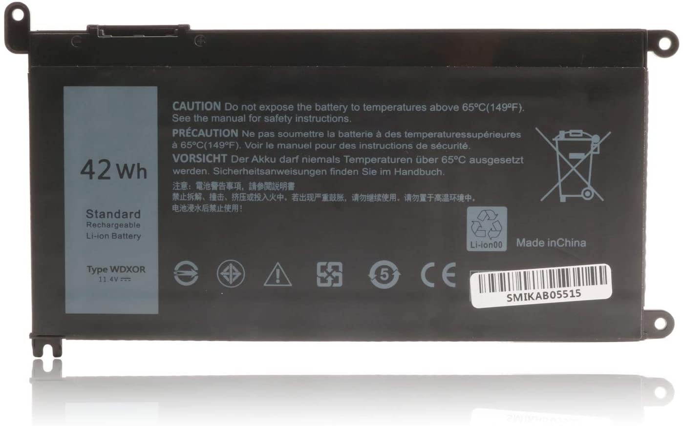 WDX0R Laptop Battery for Dell Inspiron 13 5368 5378 5379 7368 7378 Inspiron 14-7460 15 5565 5567 5568 5578 7560 7570 7579 7569 P58F 17 5765 5767 C92N 3CRH3 T2JX4 CYMGM WDXOR Notebook Battery 11.4V 42W