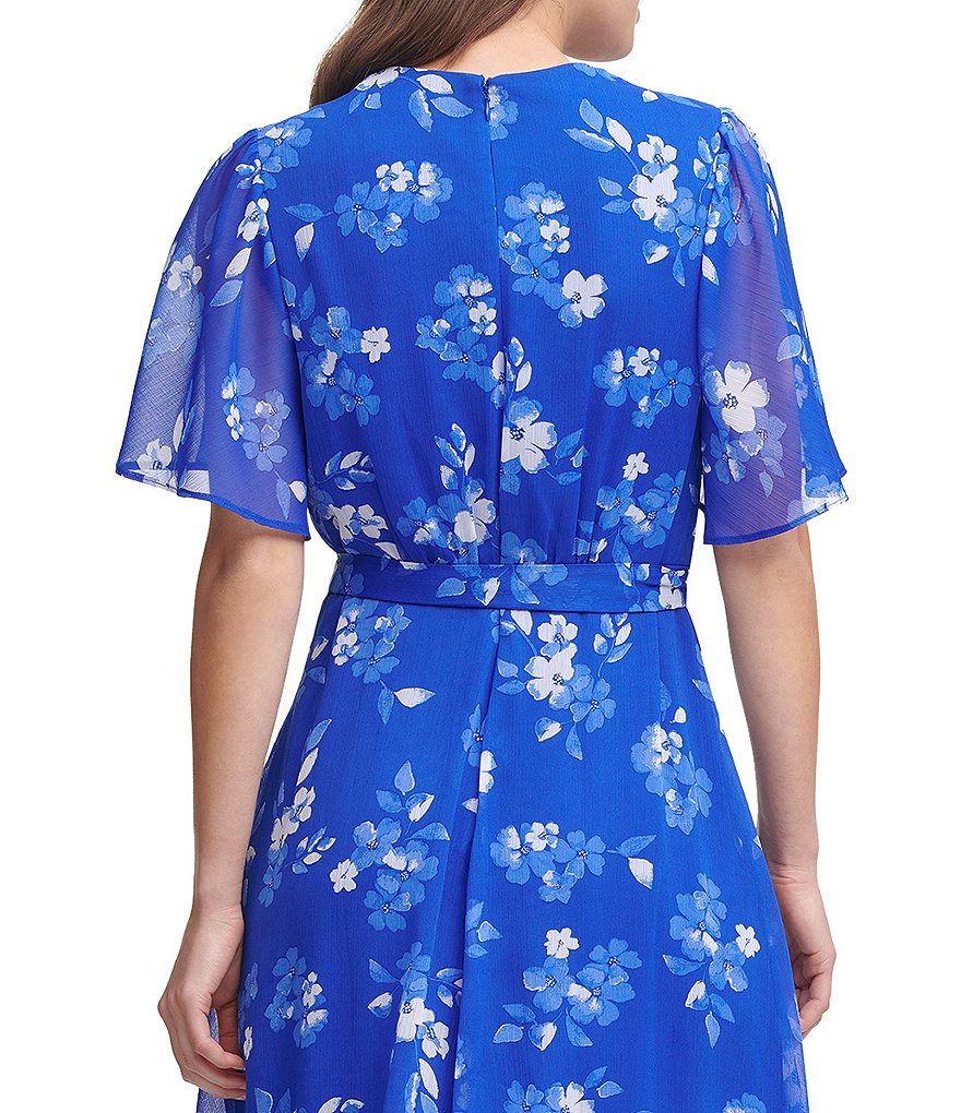 Tommy Hilfiger Paisley Chiffon Smocked Sleeveless Mock-Neck Midi A-Line Dress