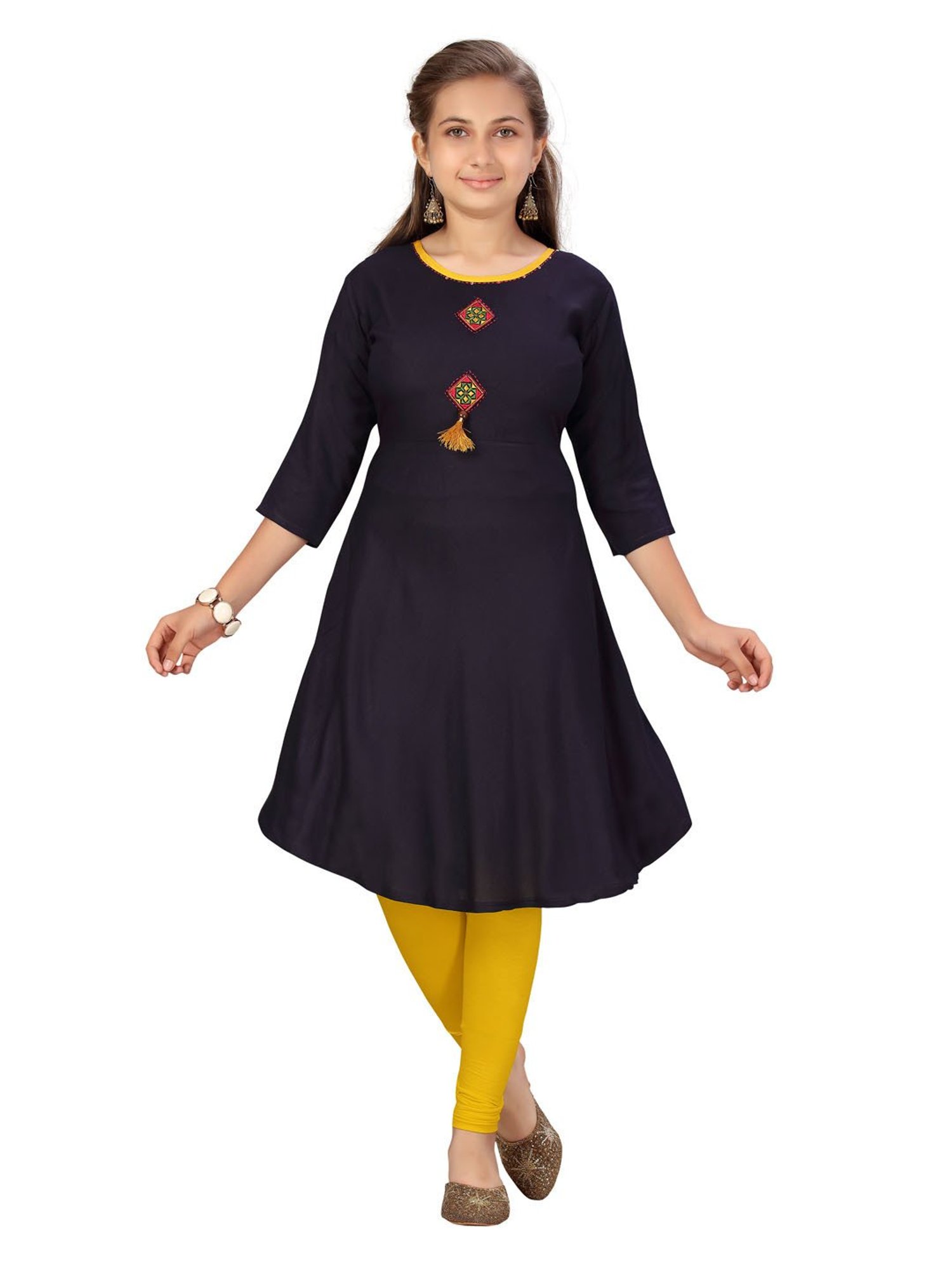 Peppermint Kids Navy Regular Fit Kurta Set
