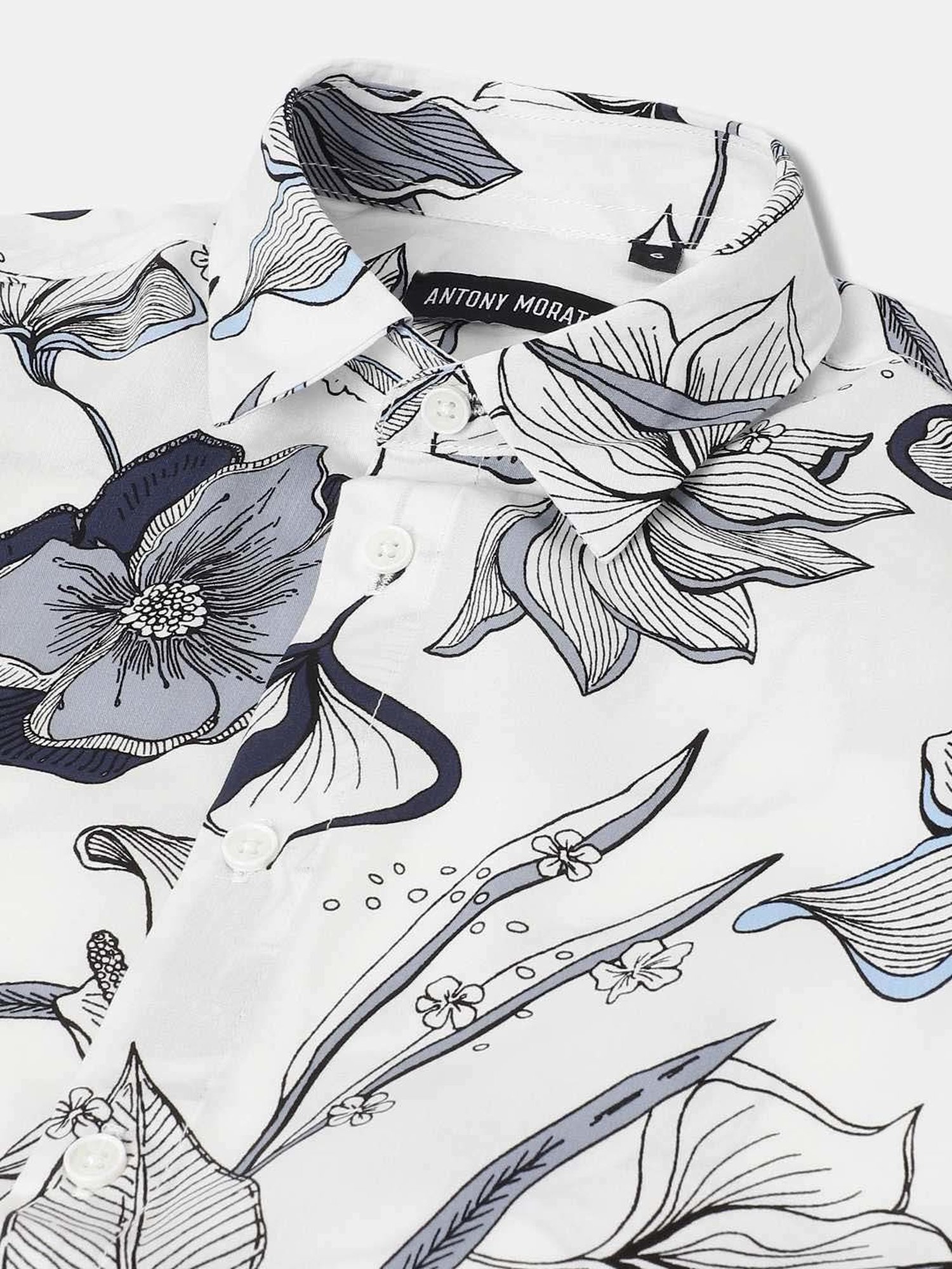 Antony Morato Kids White & Blue Floral Print Shirt