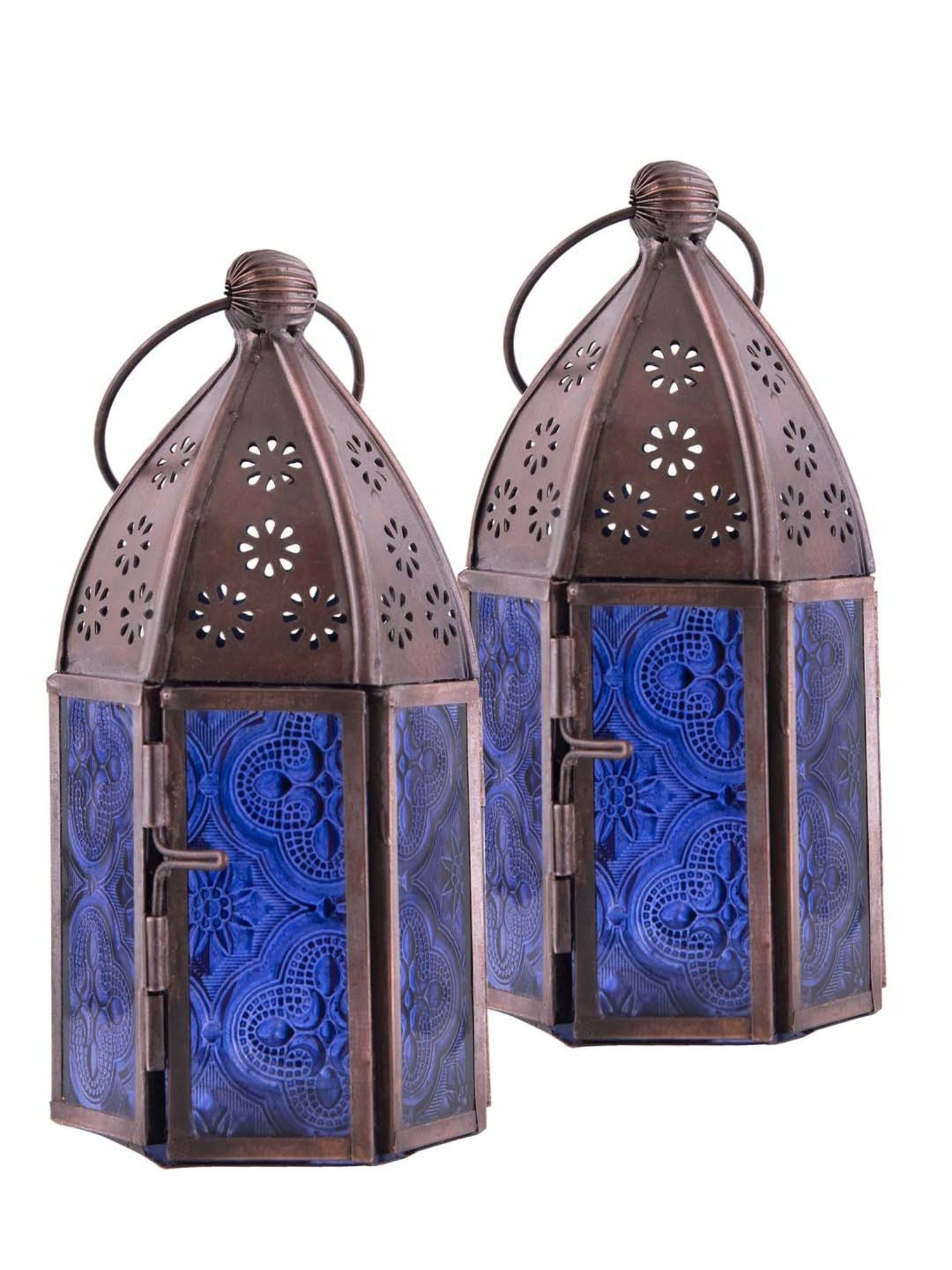 Homesake 'House Warming' Dark Brown & Blue Metal Hanging Candle Holder - Set of 2