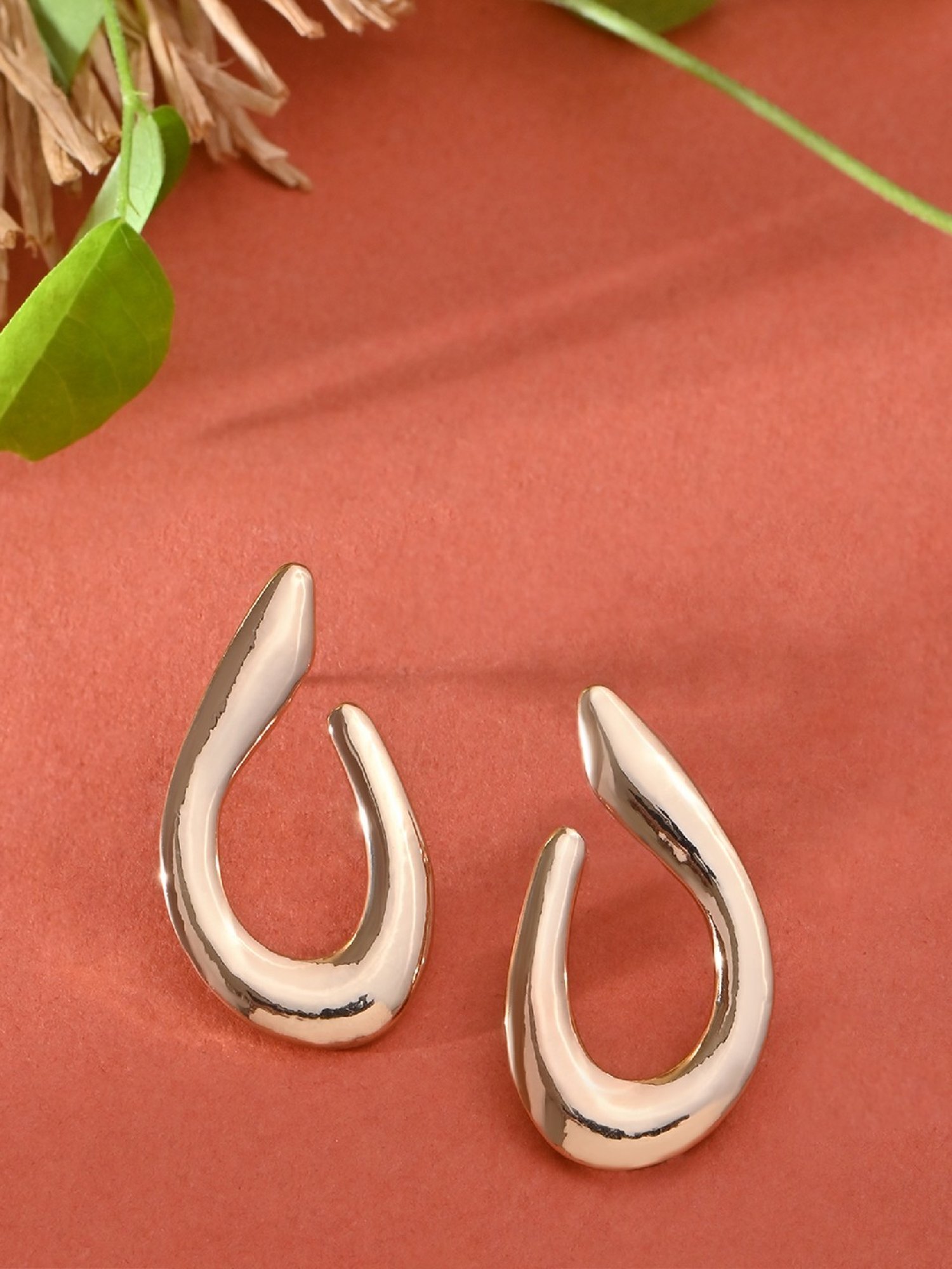 ToniQ Molten Gold Plated Hoop Earrings for Women