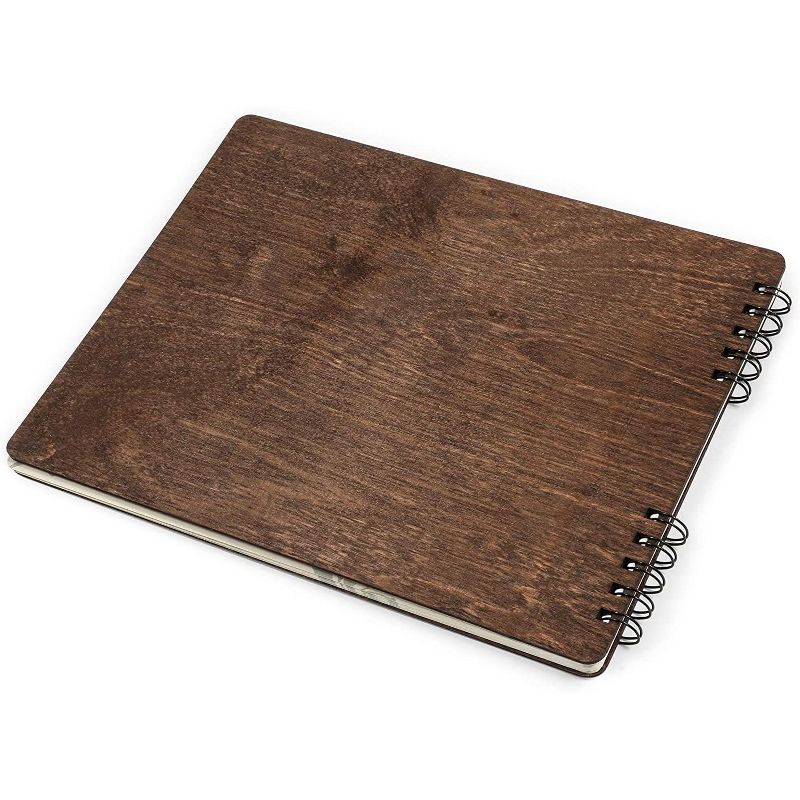 Wedding Guest Book with Rustic Wooden Design with Lined Pages for Sign or Leave Messages (11.25 x 8.75 inches)