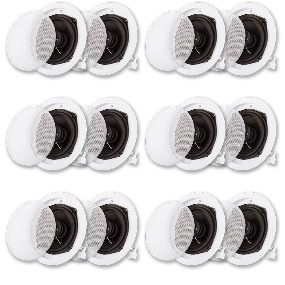Acoustic Audio R191 In Ceiling / In Wall Speaker 6 Pair Pack 2 Way Home Theater Flush Mount