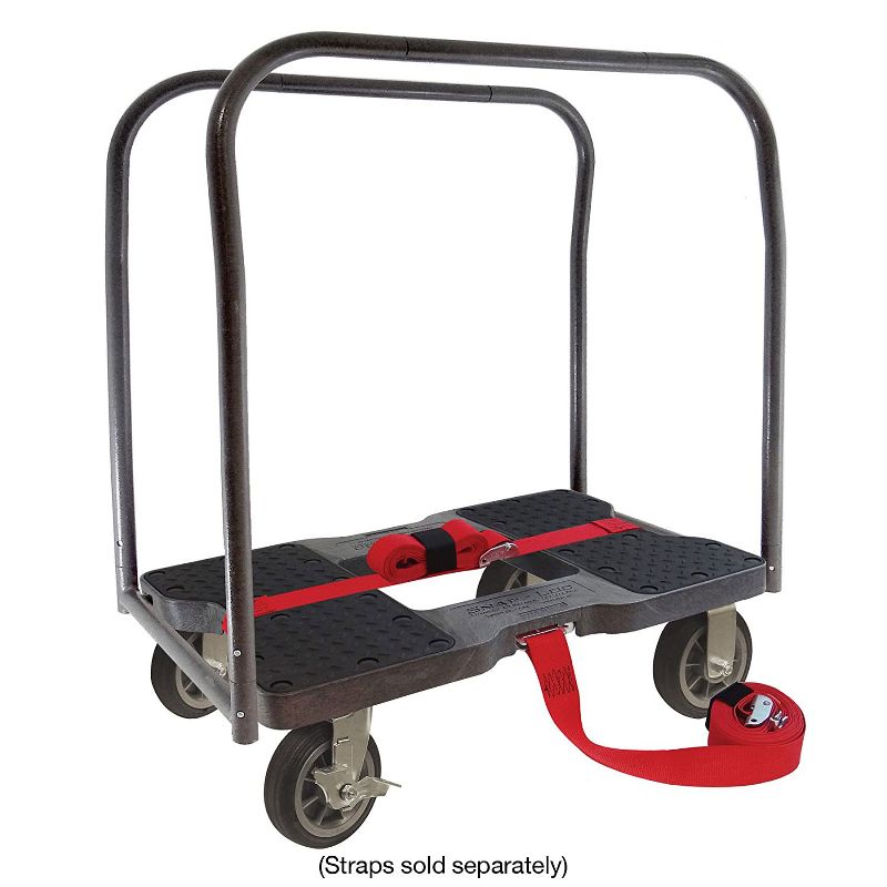 Snap Loc 1,500 lb Capacity All Terrain E Track Panel Cart Dolly Black, Heavy Duty 6 in Solid Rubber Swivel Caster Wheels