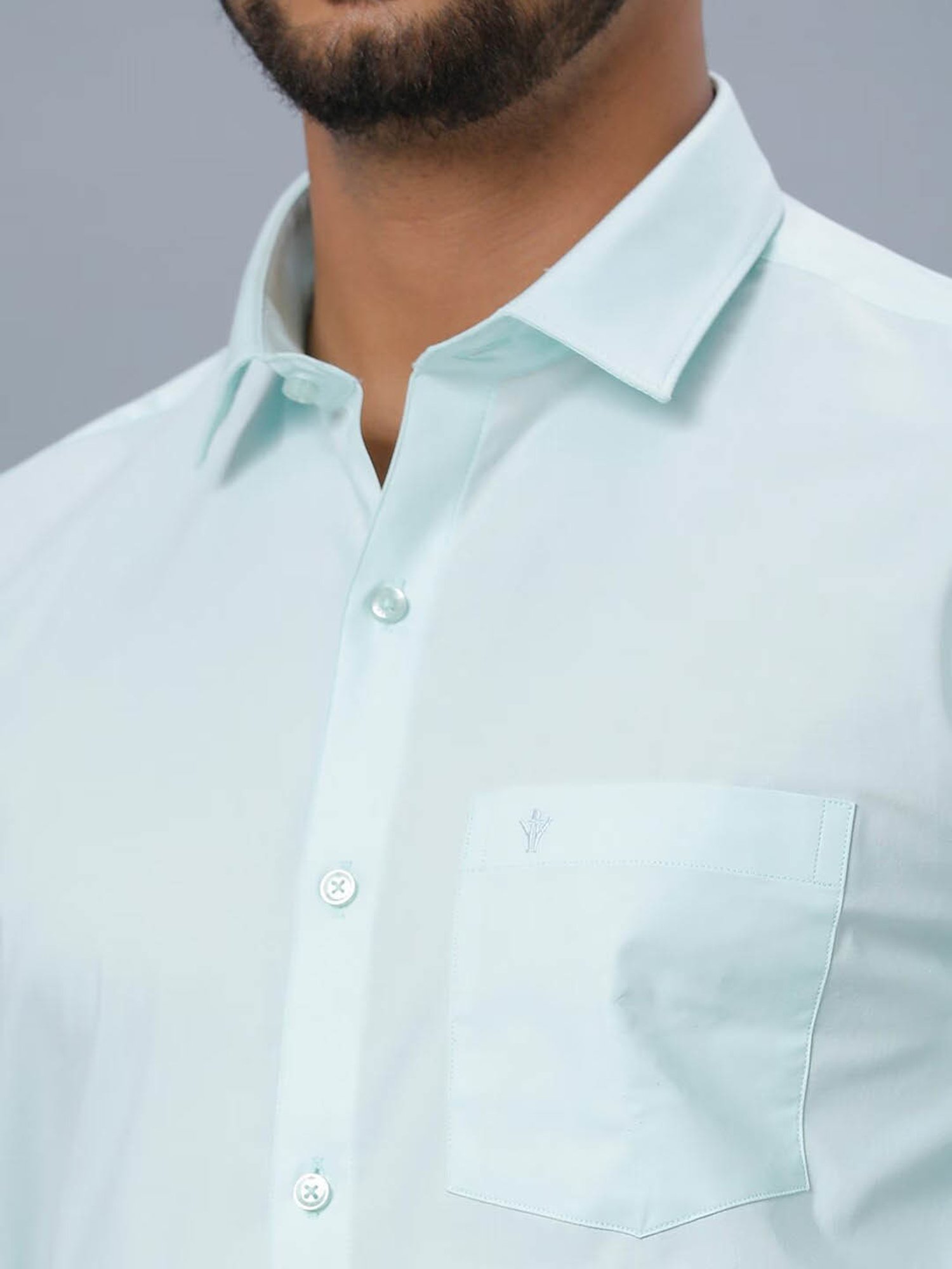Ramraj Sky Blue Cotton Regular Fit Shirt