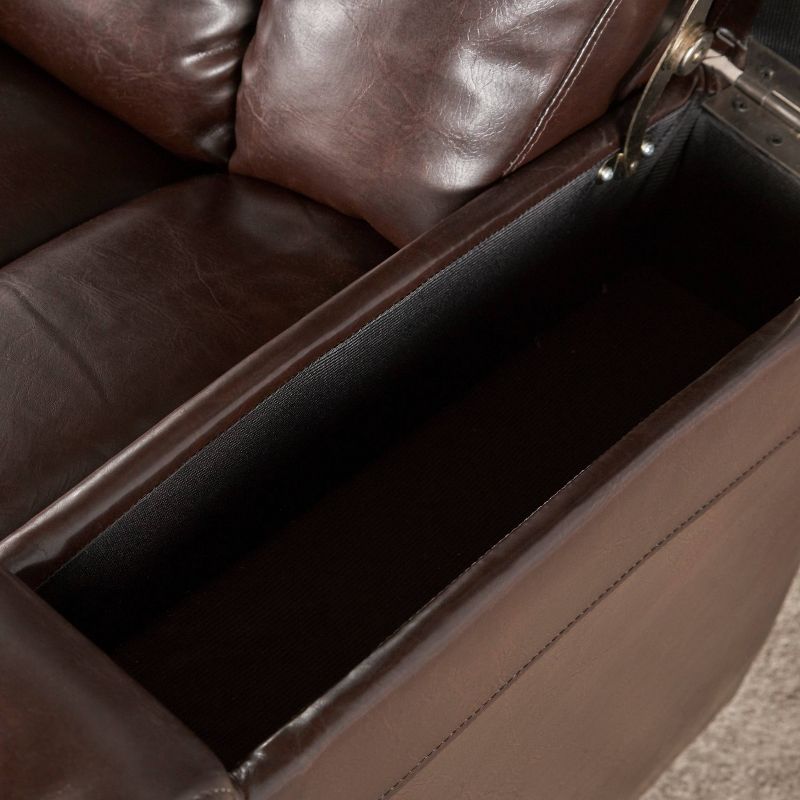 Emersyn Tufted Leather Power Recliner with Arm Storage and USB Cord Brown - Christopher Knight Home