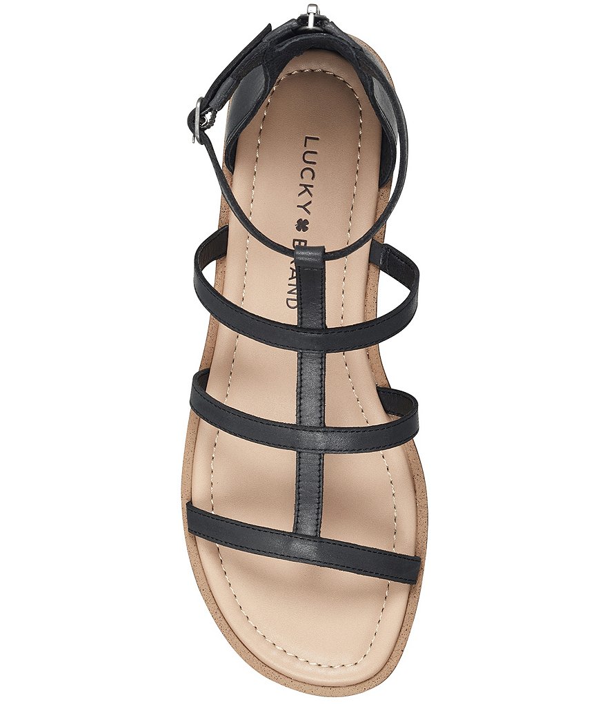 Lucky Brand Ellian Leather Gladiator Wedge Sandals