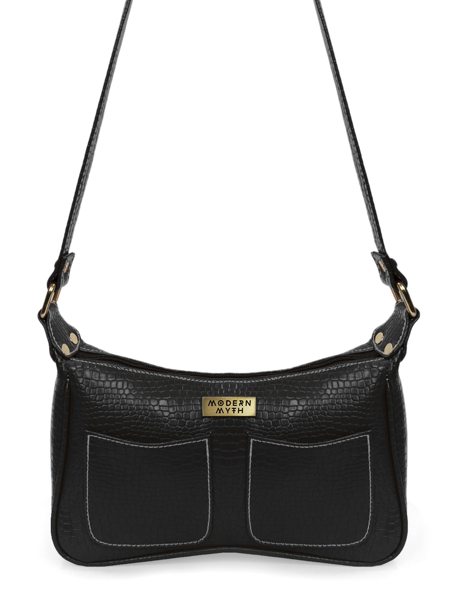 Modern Myth Retro Black Textured Medium Shoulder Bag