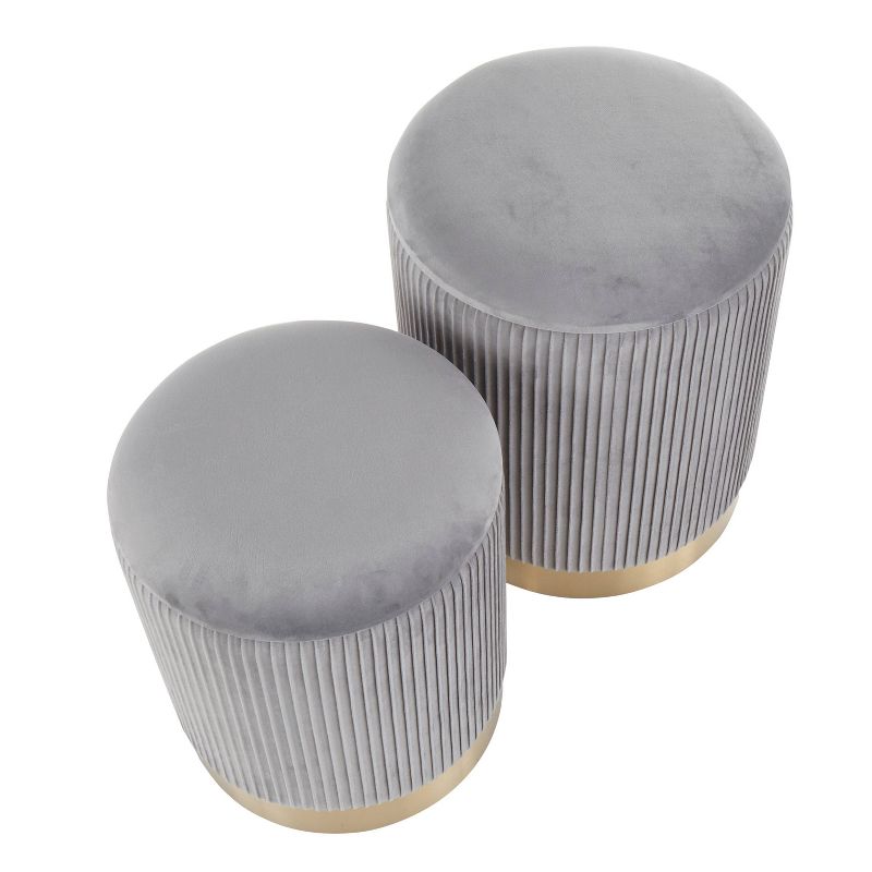 Marla Contemporary Nesting Pleated Ottomans Gold/Gray - LumiSource
