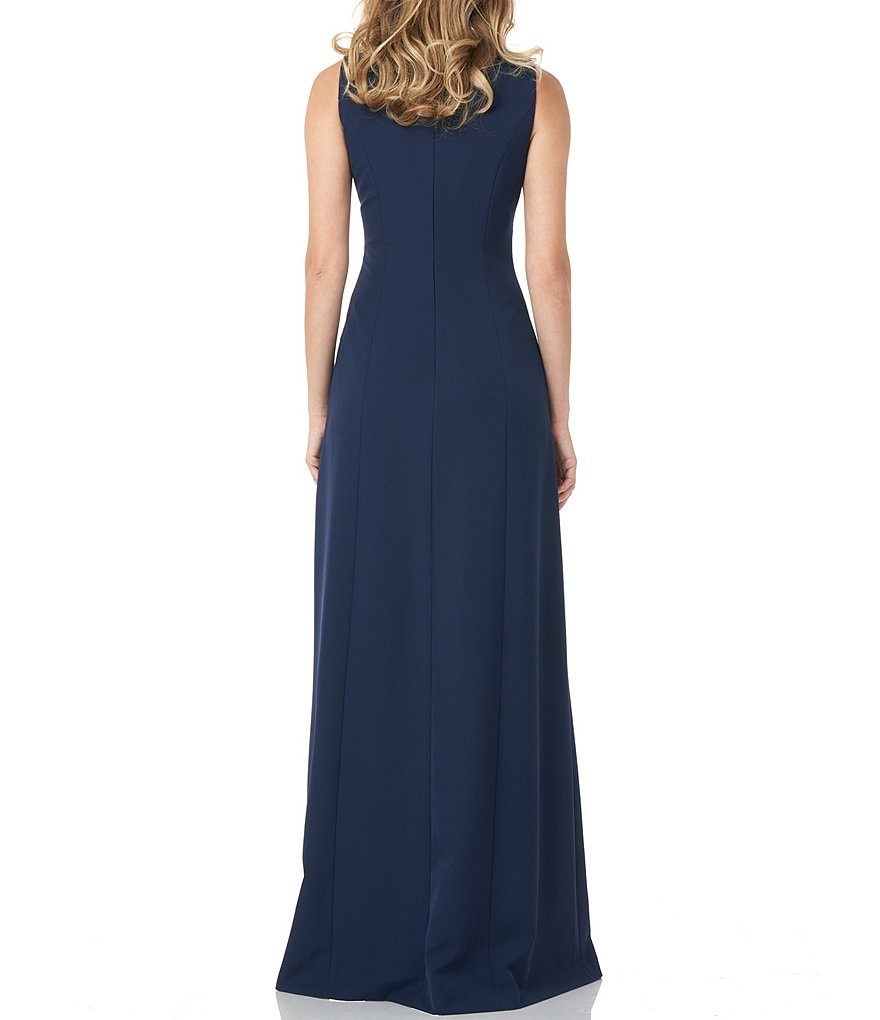 Kay Unger Sleeveless Asymmetrical Skirt Jewel Neck Walk Thru Jumpsuit