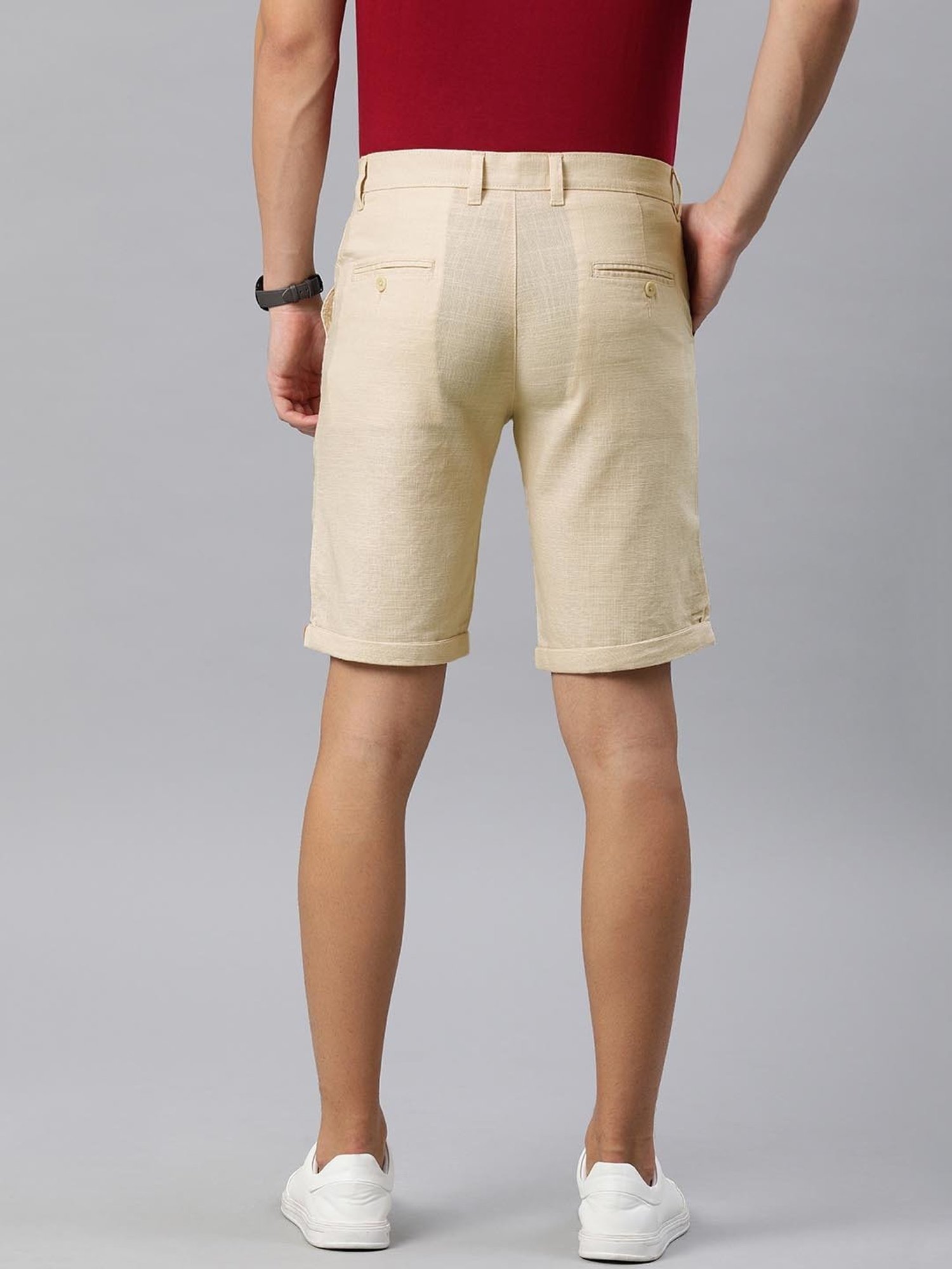 IVOC Beige Regular Fit Cotton Shorts