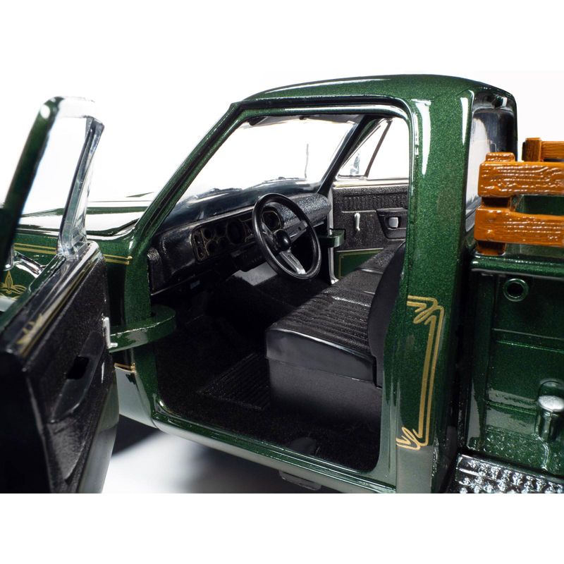 1977 Dodge Warlock 150 Custom Stepside Pickup Truck Medium Green Sunfire Met. w/Gold Graphics 1/18 Diecast Model by Autoworld