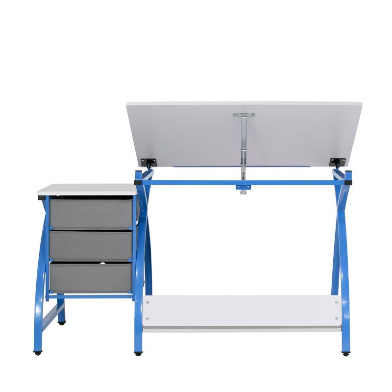 Studio Designs 38014 Venus Designed Craft Center with Tilt Adjustable Art Drafting Desk Table and 3 Drawer Under Desk Storage, Blue