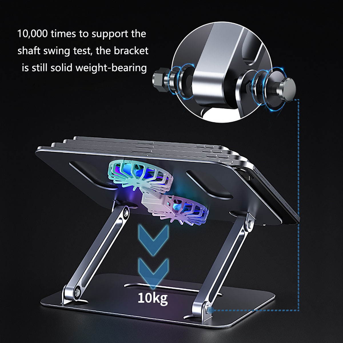 Gigbird Aluminum Laptop Stand Ergonomic Folding Portable Laptop Holder Height Adjustable  Laptop Holder  Compatible for MacBook, Air, Pro,(Black)