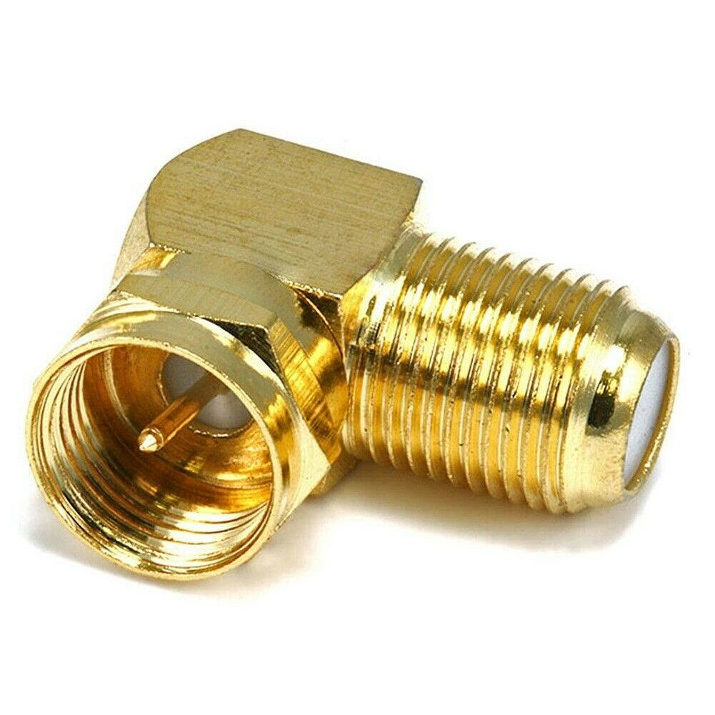 8 Pcs F Type Male to Female Right Angle 90 Degree Coax Coaxial TV Adapter Gold