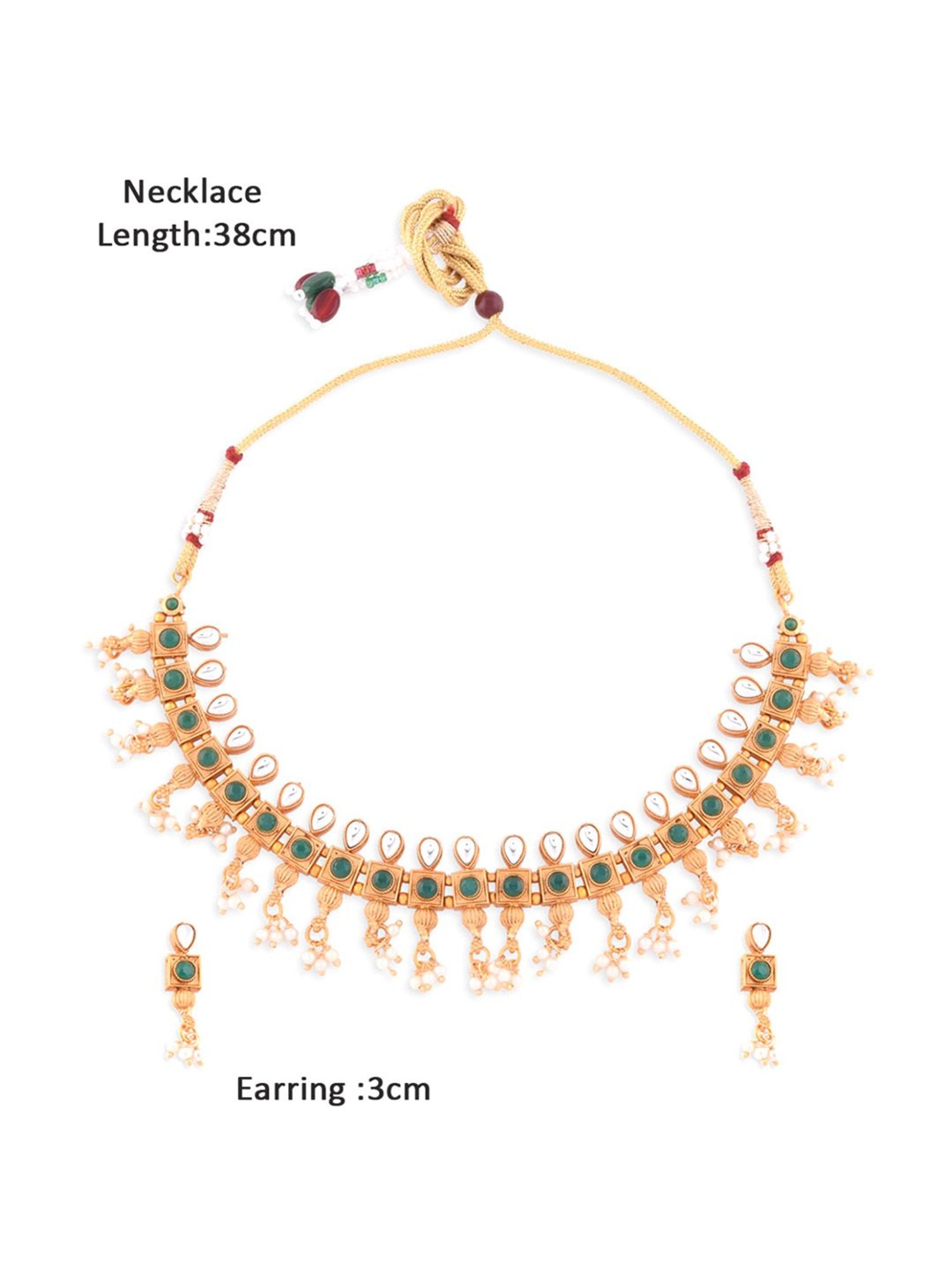 Fida Ethnic South Indian Antique Green Jewellery Set