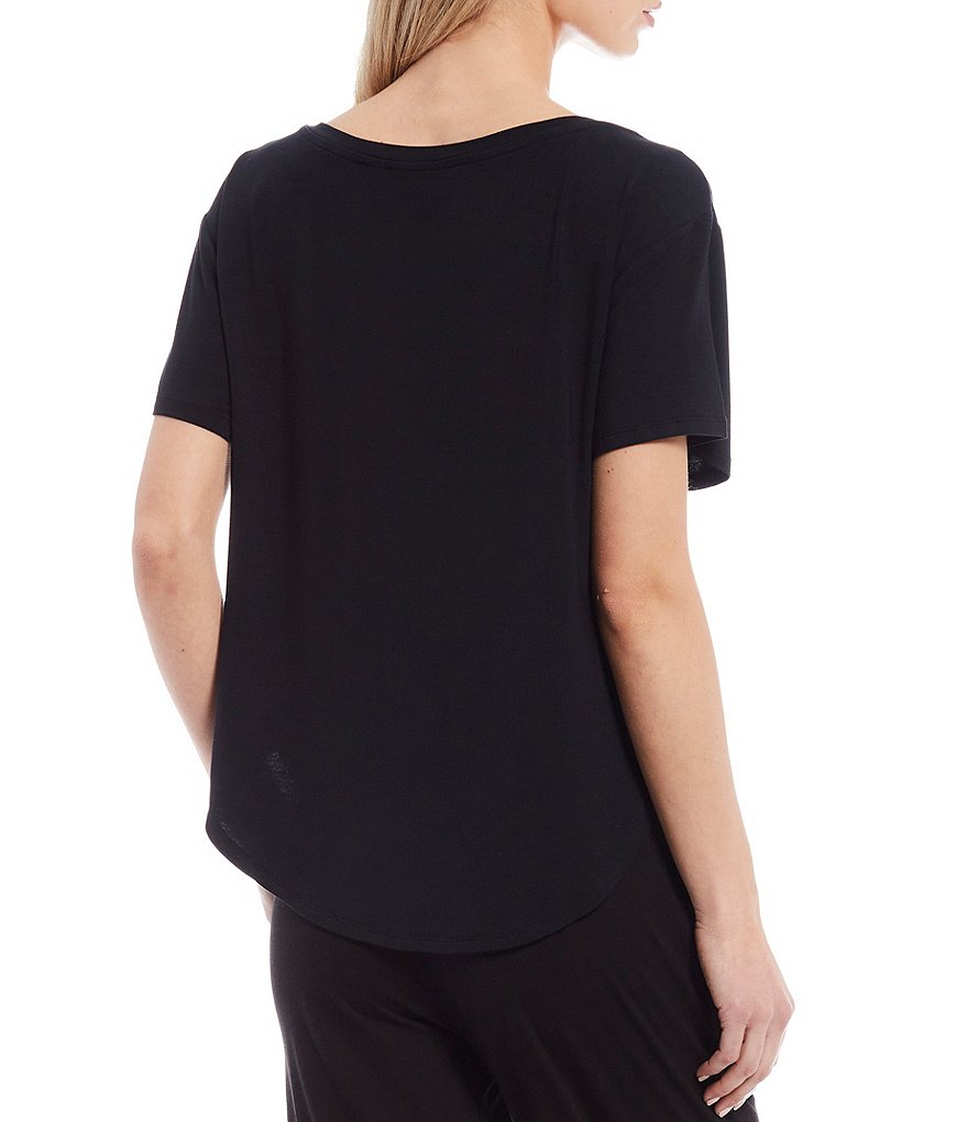 VAN WINKLE & CO. Solid Knit Short Sleeve V-Neck Sleep Tee