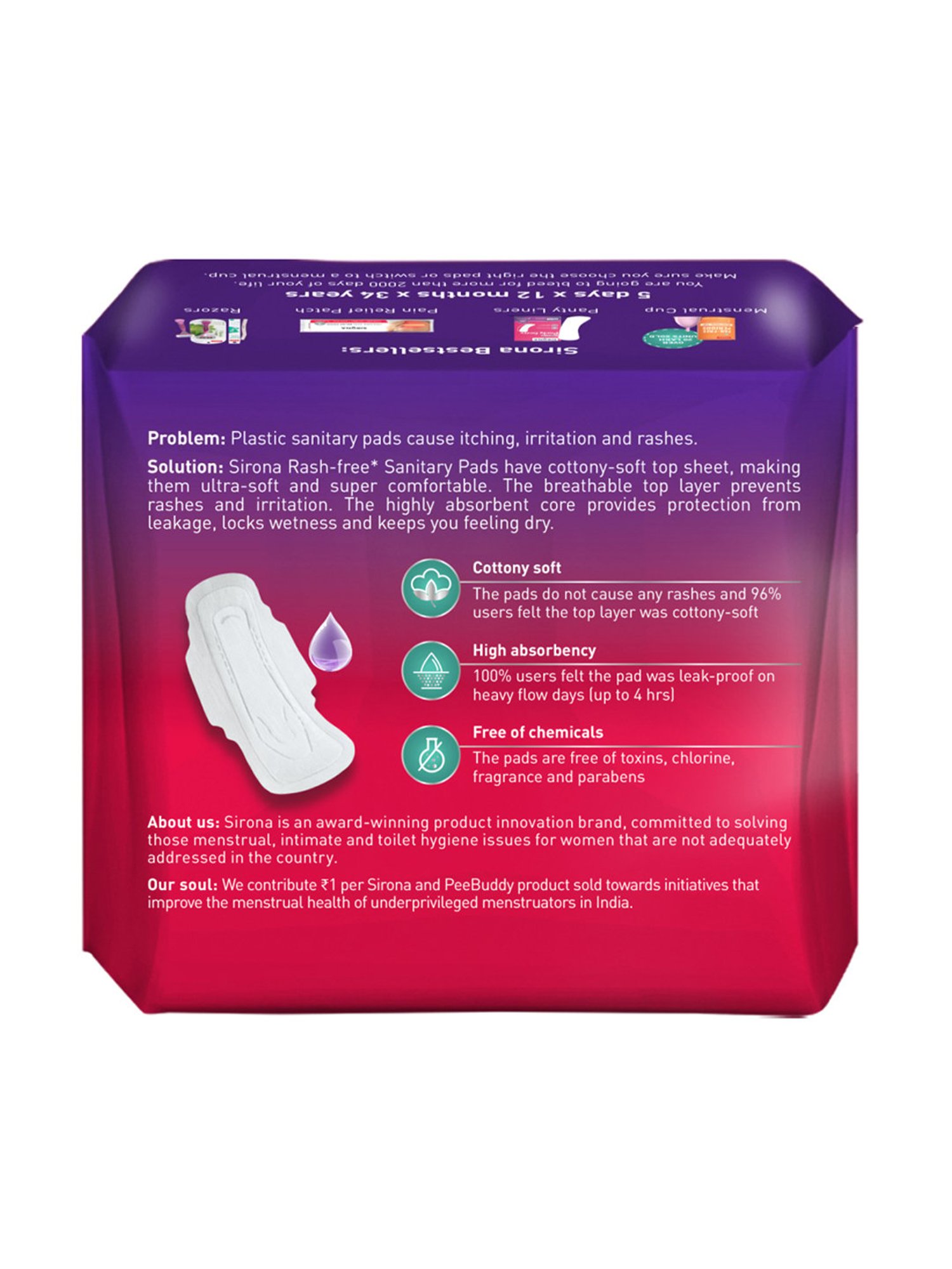 Sirona Cottony Soft Rash Free Sanitary Pads for Women (XL & XL+) - Pack of 2