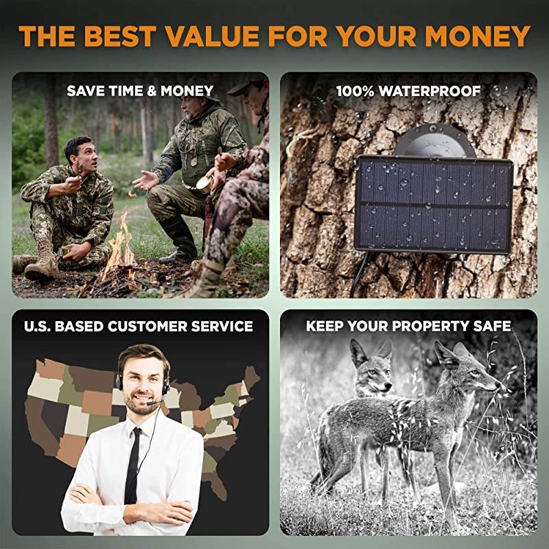 Trail Camera Solar Panel Kit Waterproof Solar Charger with a 1500 mAH Rechargeable Lithium Battery Outdoor Power System for All Hunting Cameras by  Save Money amp Time