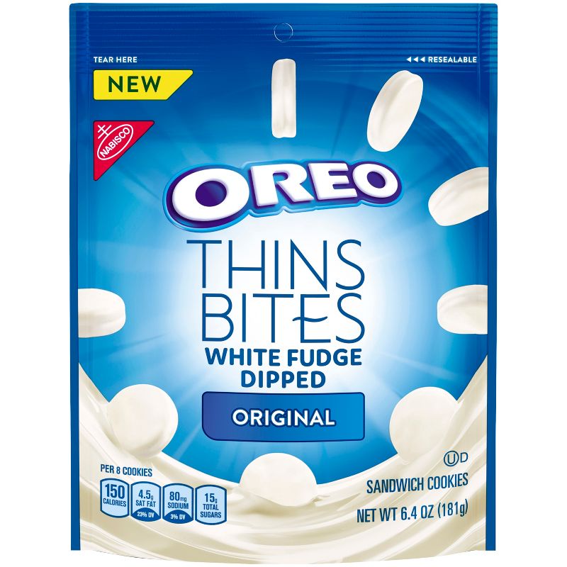 Oreo Thins Bites White Fudge Dipped Original Sandwich Cookies - 6.4oz