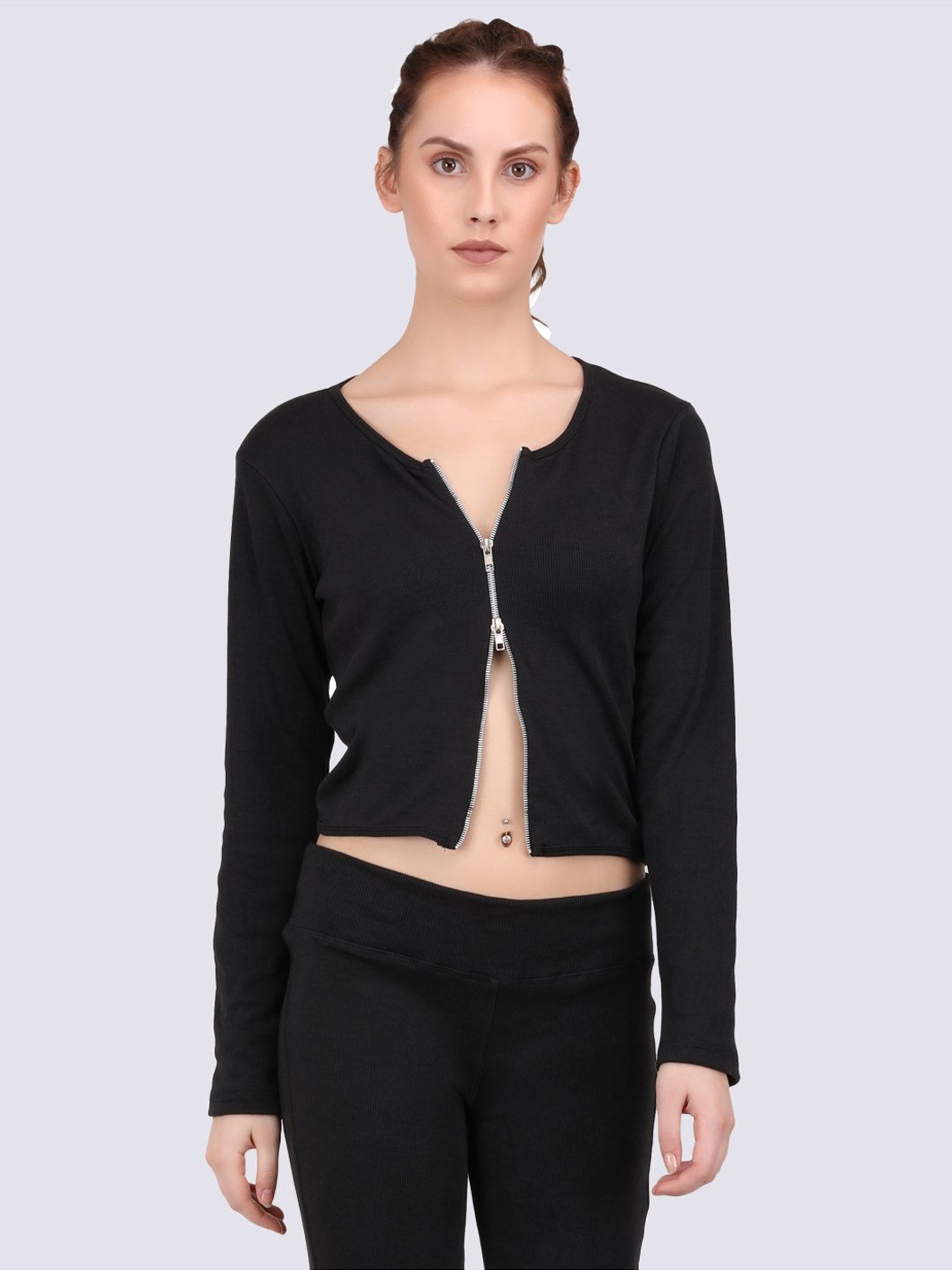 EVERDION Black Cotton Sports Top