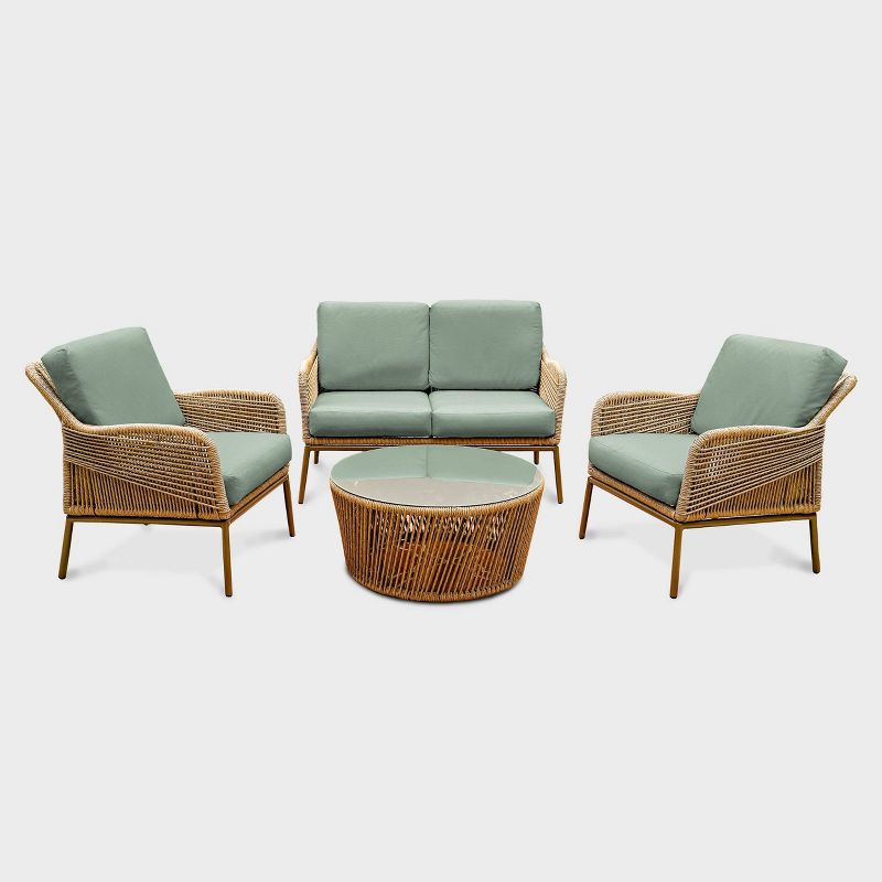 Terrell 5pc Seating Set with Sunbrella - Sage - Leisure Made