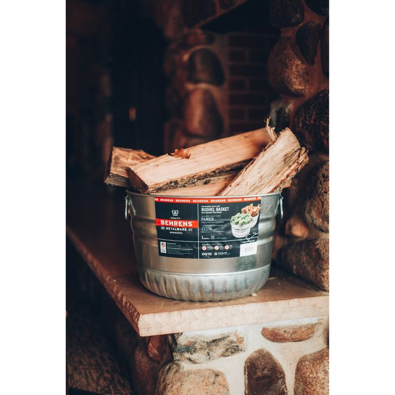 Behrens 1 Bushel Galvanized Steel Utility Basket Silver