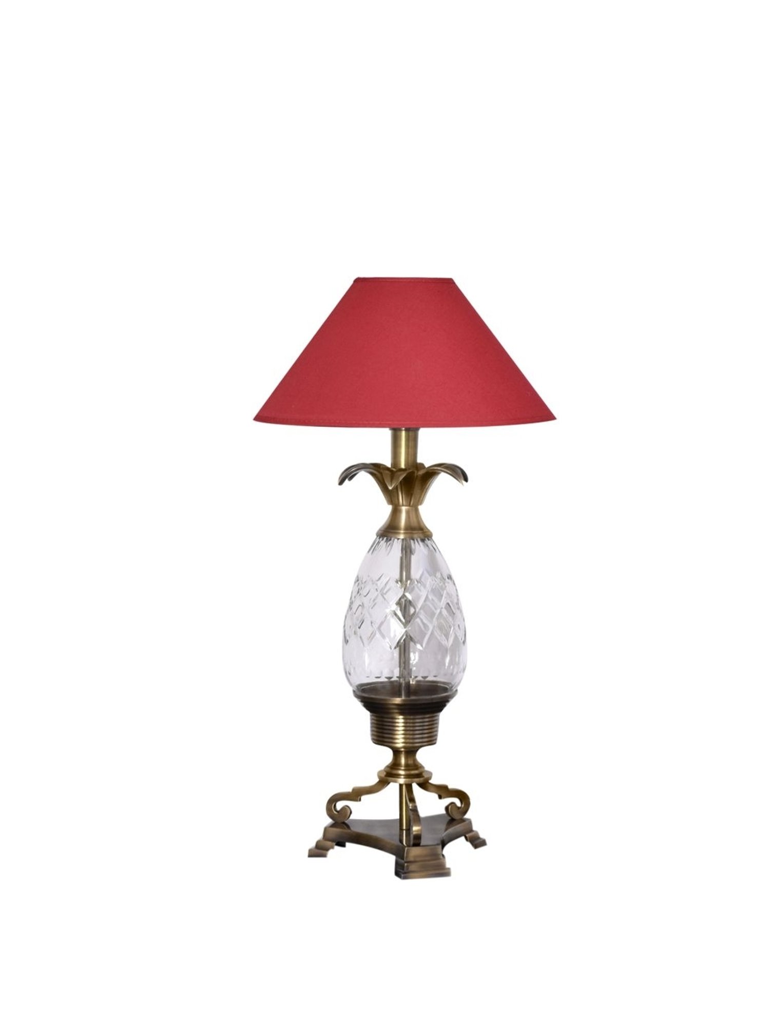 Kapoor Lamp Shades Brass Antique & Red Brass Louise & Cotton Shade Table Lamp