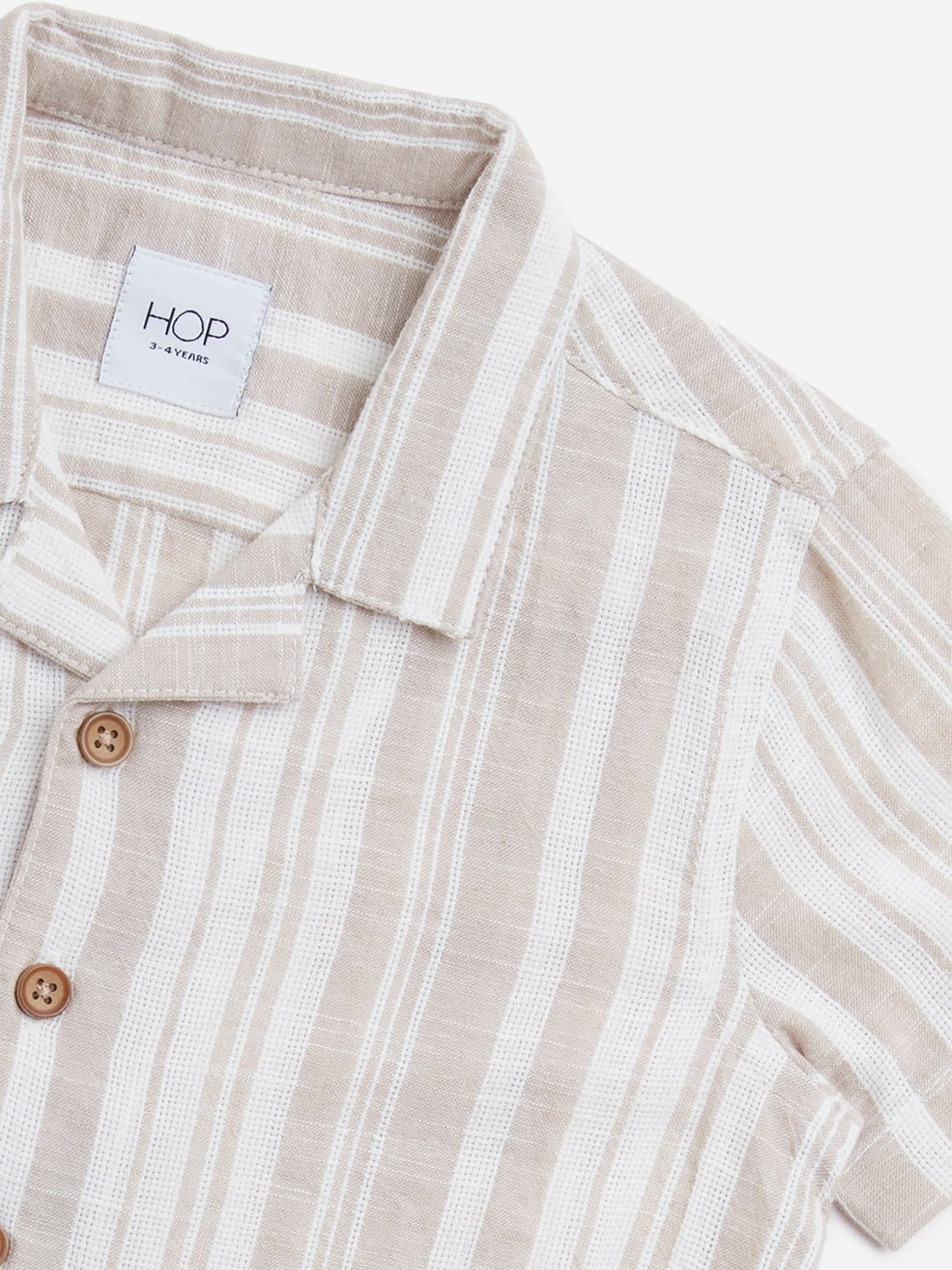 HOP Kids by Westside Taupe Striped Resort-Fit Cotton Shirt