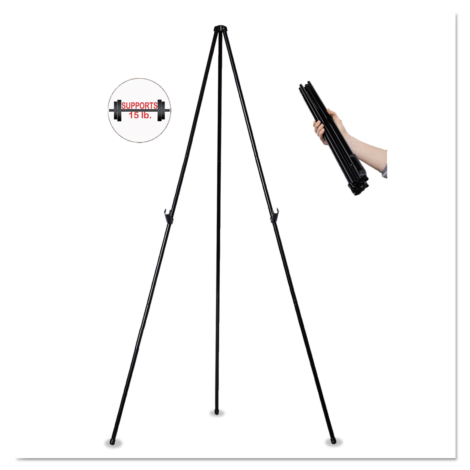 MasterVision Instant Easel 61 1/2" Black Steel Heavy-Duty FLX10201MV
