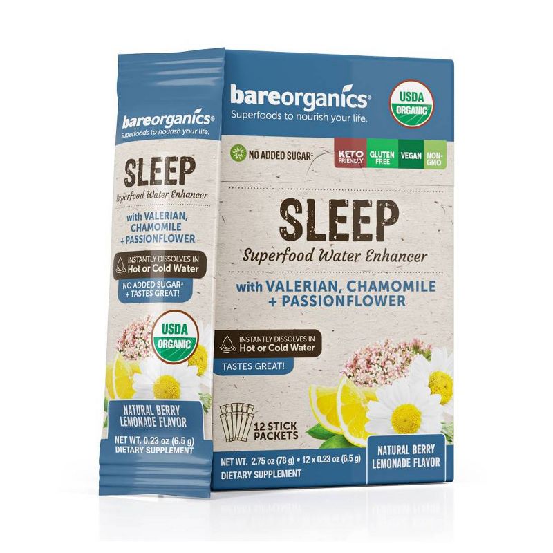 BareOrganics Superfood Water Enhancer Powder Packets - 12ct