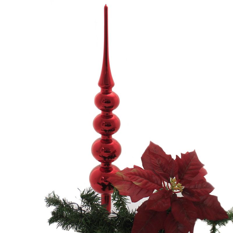 Christina's World 18.5" Red 4 Ball Finial Shiny Tree Topper  -  Tree Toppers